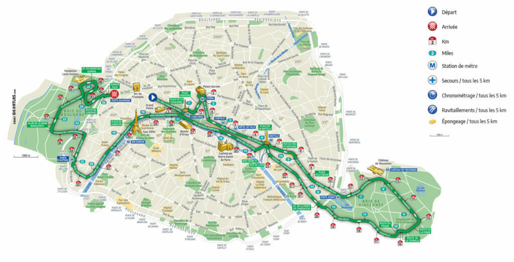 Le parcours du marathon de Paris