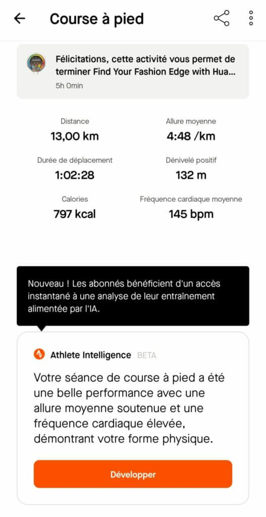 Nouvelle fonctionnalité Strava: Athlete Intelligence