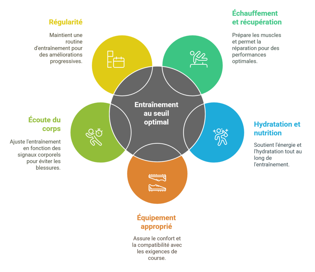 Schéma expliquant 5 conseils pour un entraînement au seuil optimal