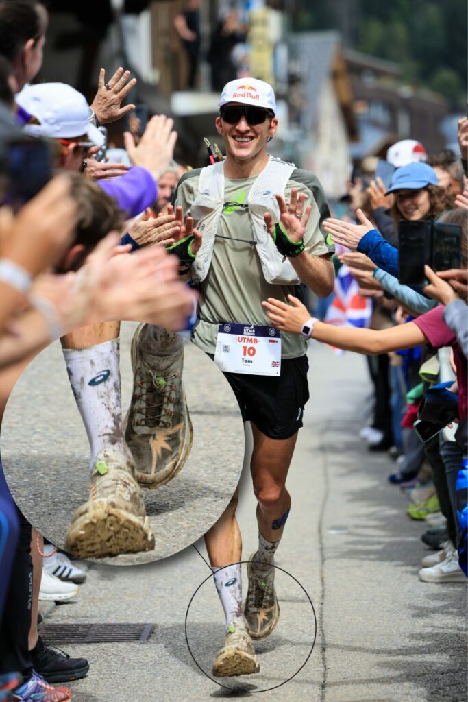 Tom Evans avec les ASICS MetaFuji Trail 2 lors de l'UTMB 2026